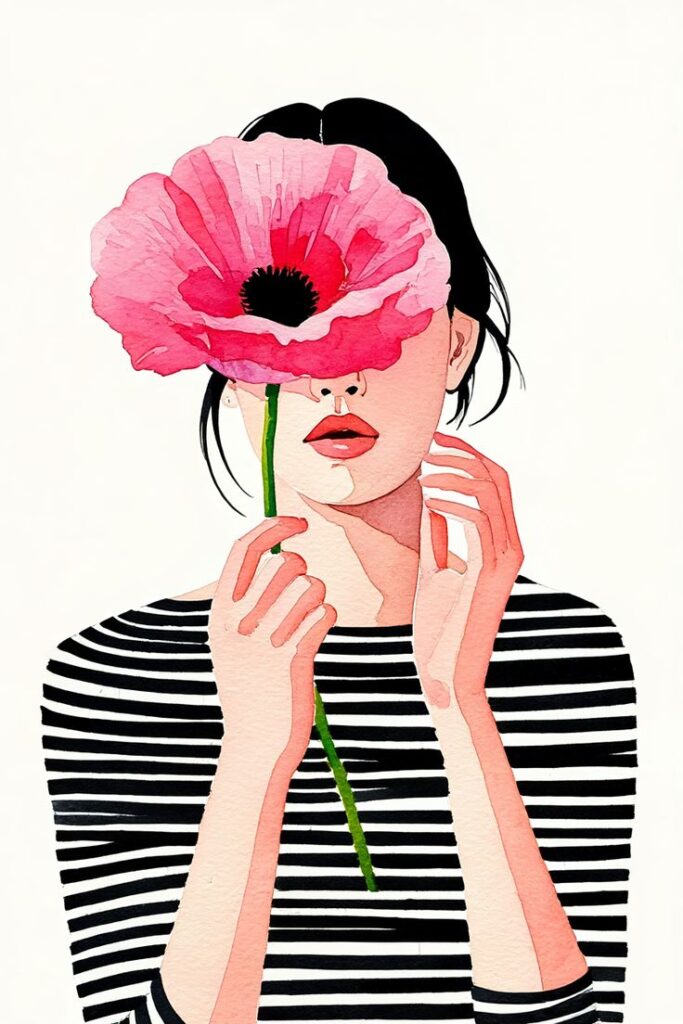 A girl holding flower